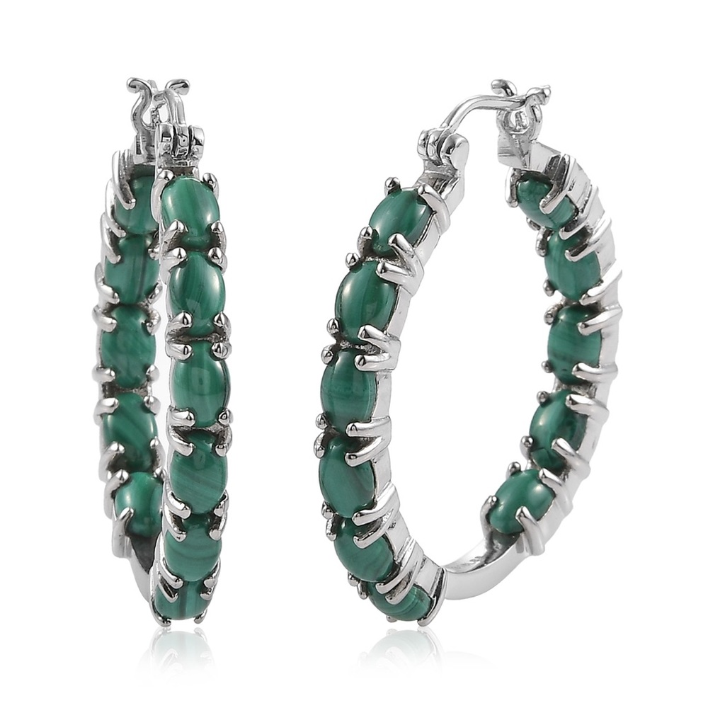Malachite Inside Out Hoop Earrings